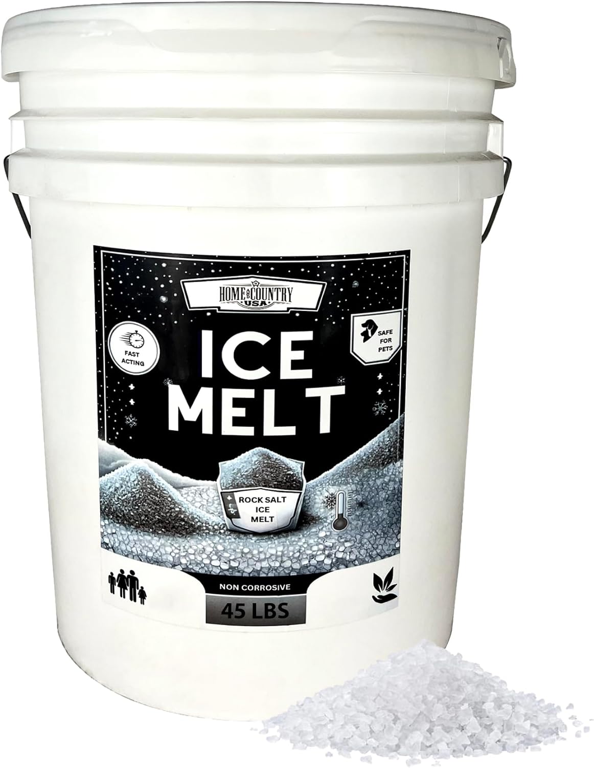 Rock Salt Ice Melt Effective to -25°F, Eco-Friendly De-Icer, Optimal G