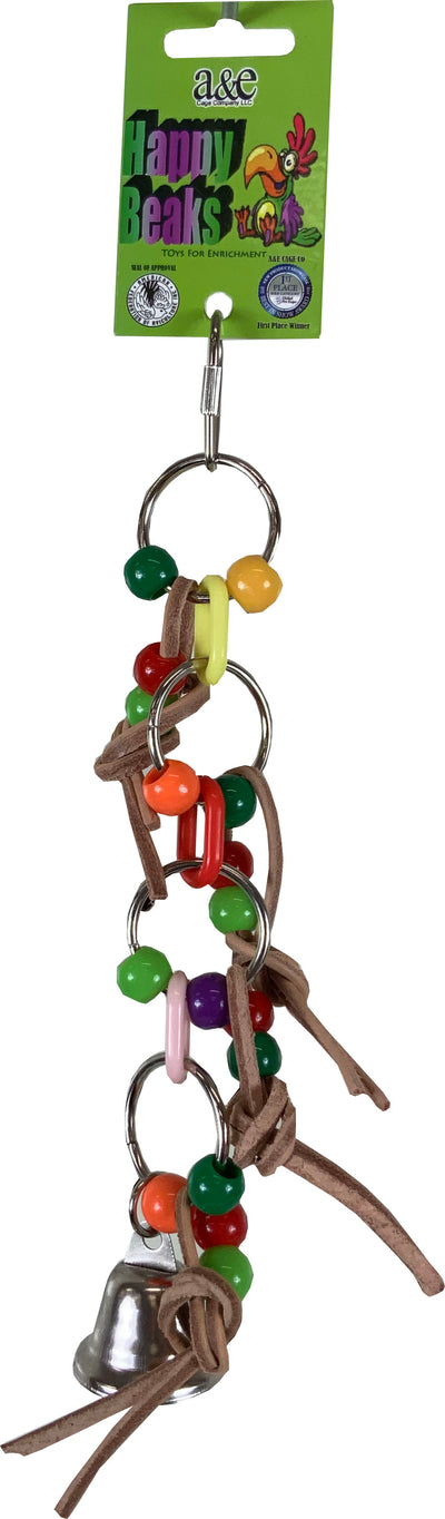 A&e Happy Beaks Plst Chain W/Leather & Ball Bird Toy, 2x10 in - General