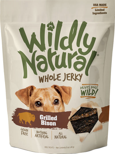Fruitables Wildly Natural Whole Jerky Strips, Grilled Bison, 5 oz - Long Lasting Chews