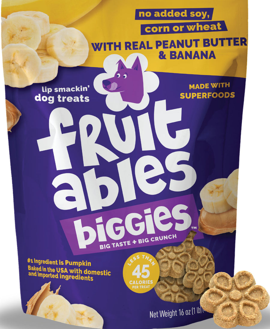 Fruitables Biggies Biscuits, Peanut Butter/Banana, 16 oz - Edible Bones & Biscuits