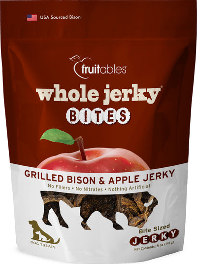 Fruitables Whole Jerky Bites, Grilled Bison, 5 oz - Long Lasting Chews
