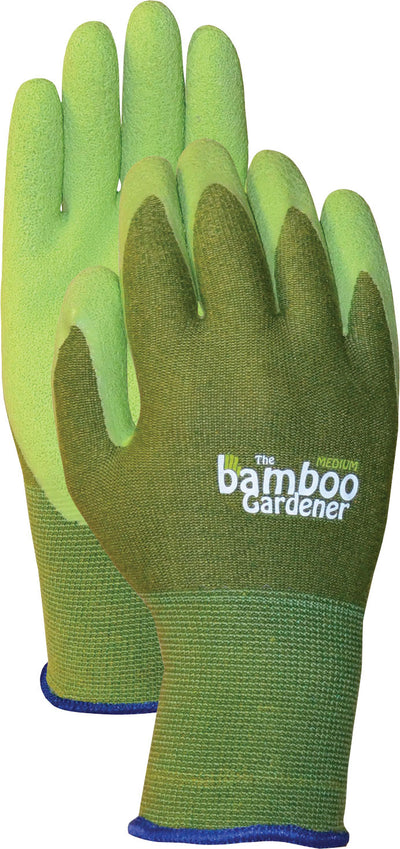 Bellingham Bamboo Gardener Rubber Palm Gloves, Green, LG - Coated