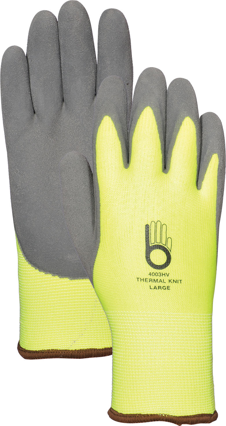 Bellingham Hi-Vis Acrylic W/Latex Palm Gloves, Hi-Vis Yellow, MD - Cloth Insulated