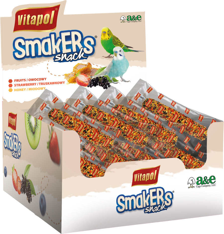 Vitapol Smakers Treat Stick Parakeet Display, Fruit, 12 pc - Sticks