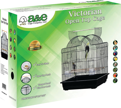 A&e Victorian Open Top Cage in Retail Box, Black, 25x21x32 in - Cages