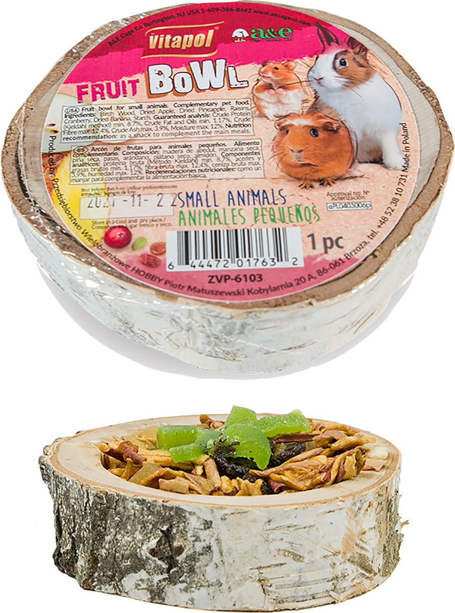 Vitapol Small Animal Wood Treat Bowl, Fruit, 4.5 in - Edibles