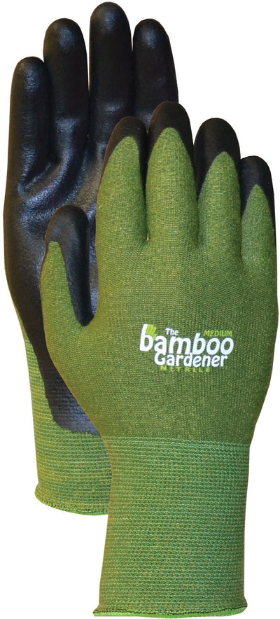 Bellingham Bamboo Gardener Nitrile Palm Gloves, Green, SM - Coated