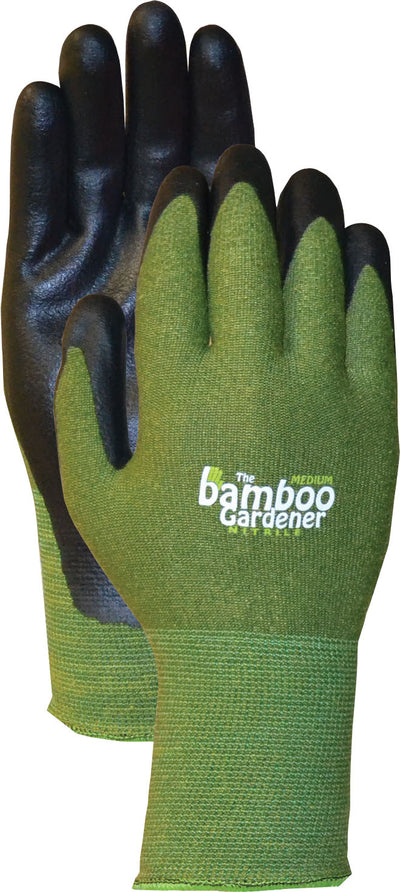 Bellingham Bamboo Gardener Nitrile Palm Gloves, Green, XL - Coated