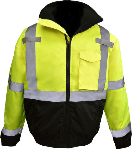 Radians Class 3 Quilted Bomber Jacket, Green, MD - Hi Visibility