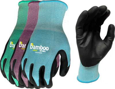 Bellingham Bamboo Gardener Nitrile Palm Gloves, Assorted, SM - Coated