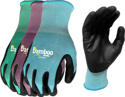 Bellingham Bamboo Gardener Nitrile Palm Gloves, Assorted, LG - Coated