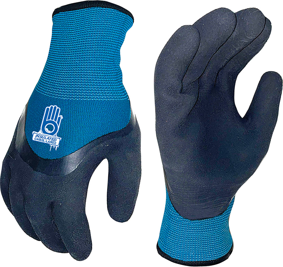Bellingham Terry Insulated 3/4 Dip Latex Gloves, Blue, SM - Cloth Insulated
