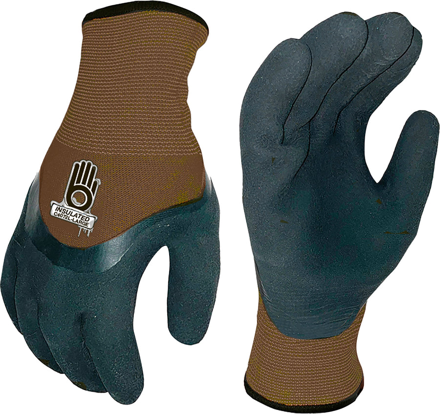 Bellingham Insulated 3/4 Dip Latex Palm Gloves, Brown, XL - Cloth Insulated