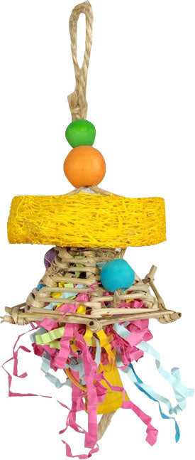 A&e Happy Beaks Confetti Cannon Loofah Hang Bird Toy - General