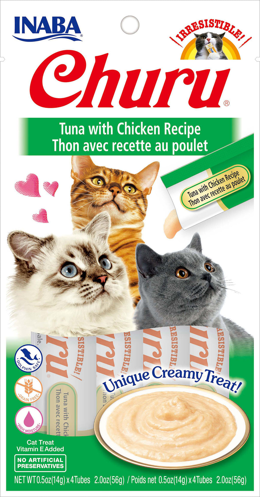 Inaba Churu Puree Cat Treats, Tuna/Chicken, .5 oz-4 pk - Edibles