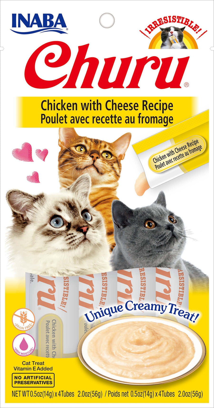 Inaba Churu Puree Cat Treats, Chicken/Cheese, .5 oz-4 pk - Edibles