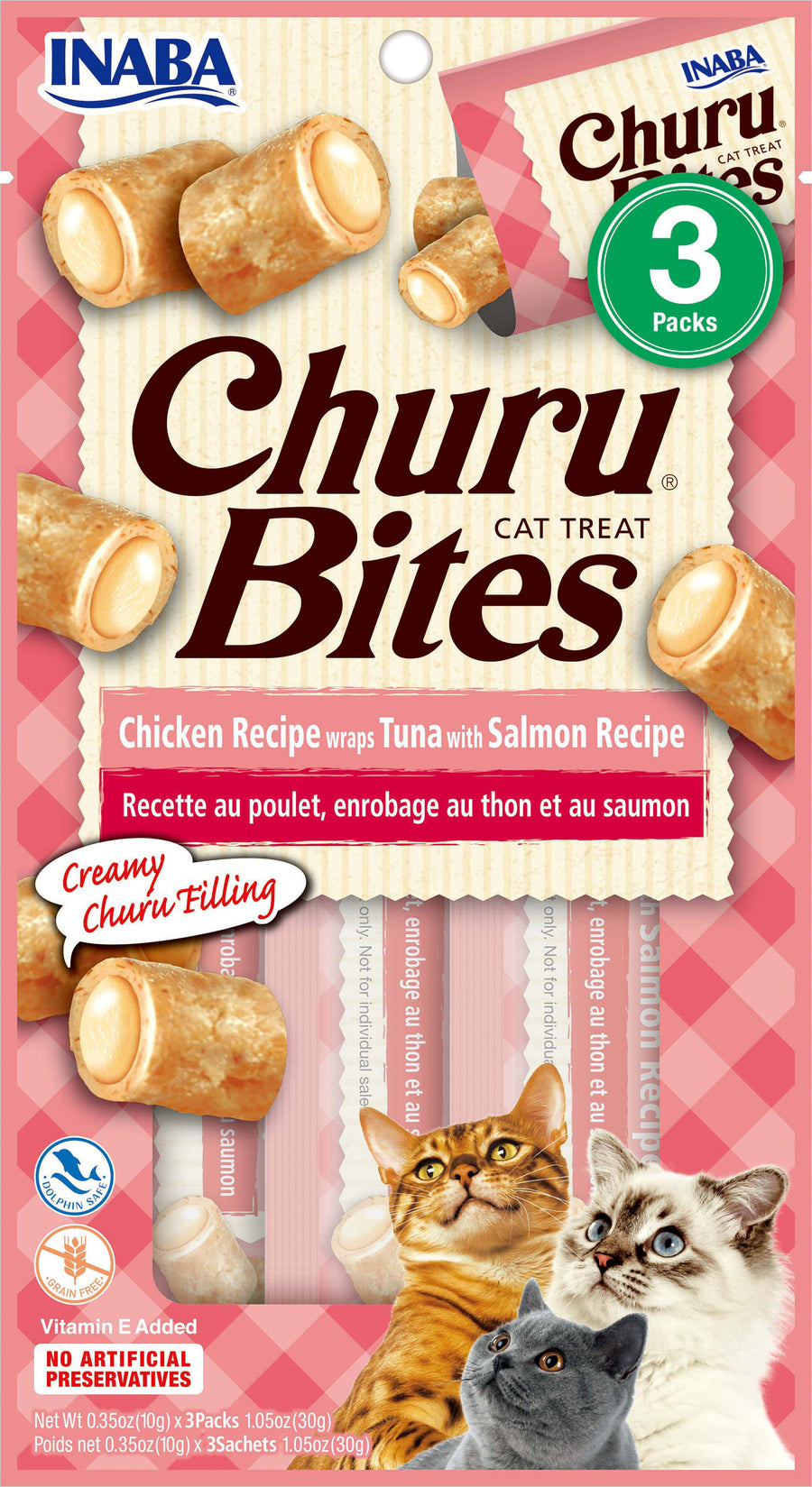 Inaba Churu Bites Cat Treats, Tuna/Salmon, .35 oz-3 pk - Edibles