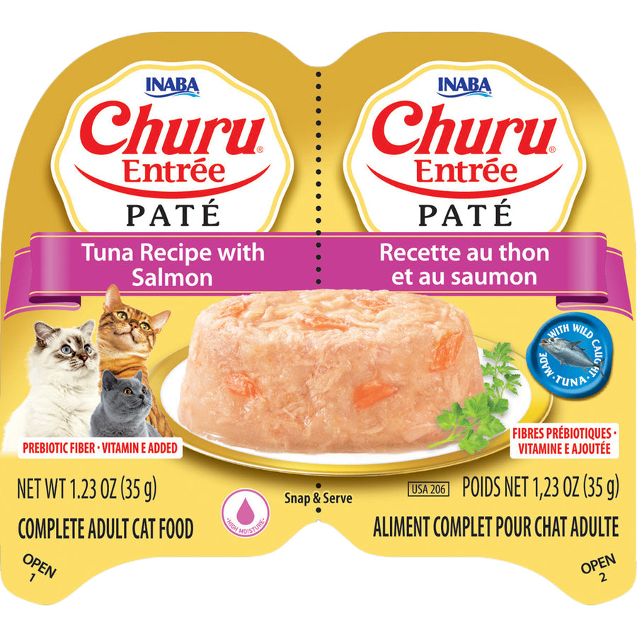 Inaba Churu Entree Pate Cat Food Cups, Tuna/Salmon, 2.46 oz - Canned