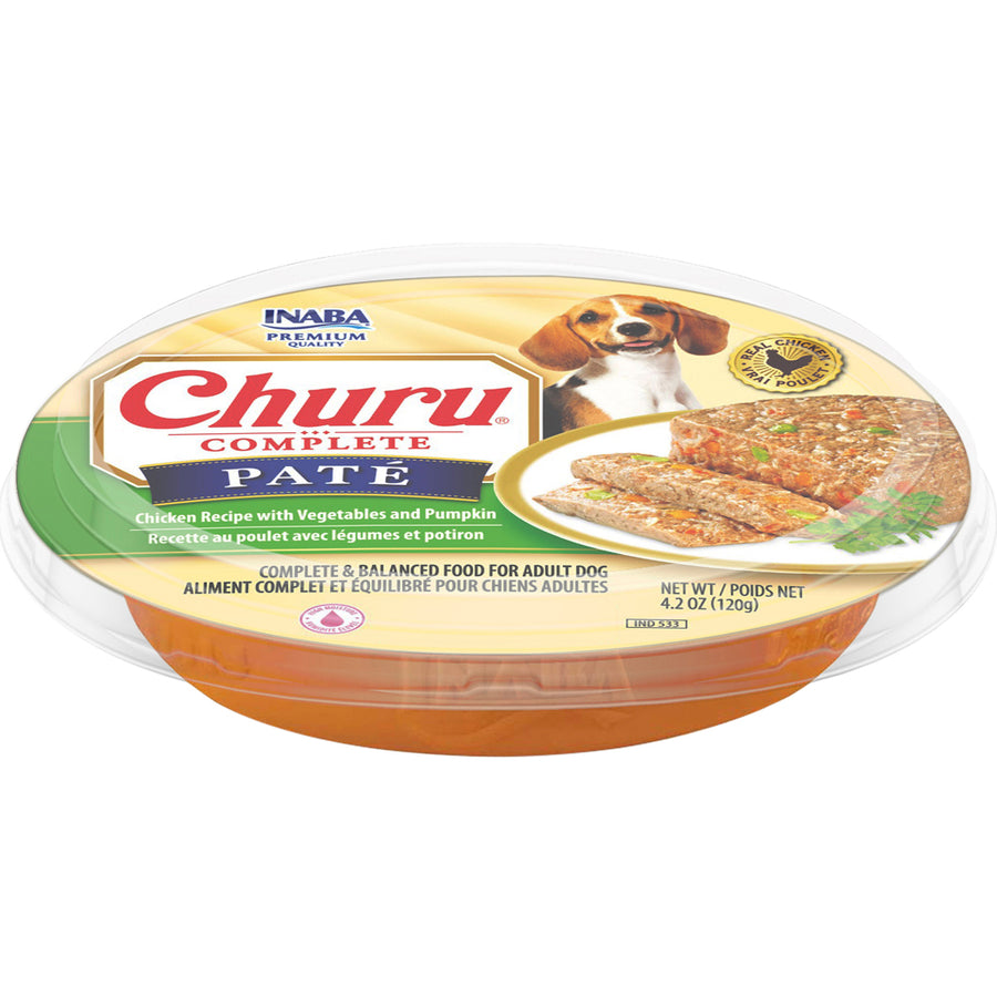 Inaba Churu Complete Pate Dog Food, Chicken/Vegetable/Pumpkin, 4.23 oz - Canned