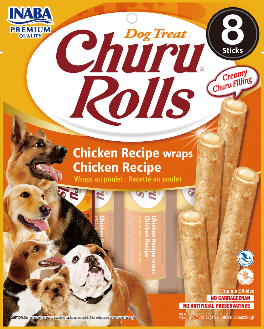 Inaba Churu Rolls Dog Treats, Chicken, .42 oz-8 pk - Soft Treats