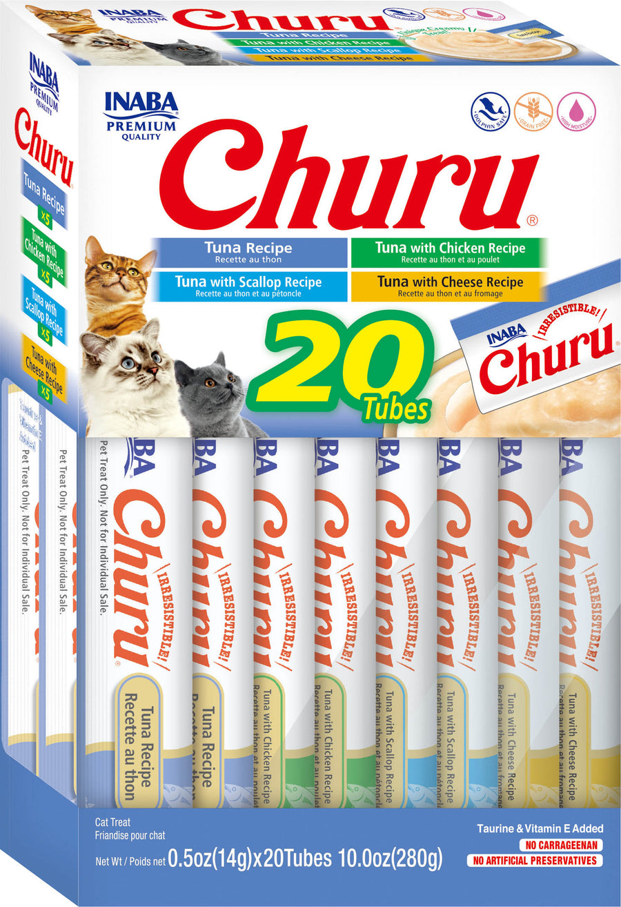 Inaba Churu Puree Cat Treats Variety Box, Tuna, .5 oz-20 pk - Edibles