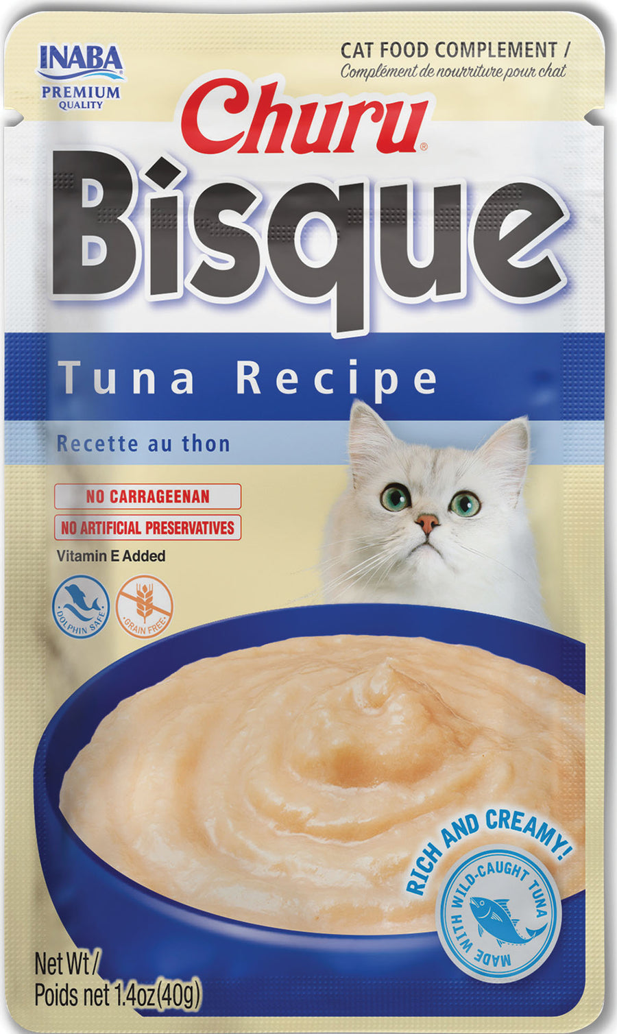 Inaba Churu Bisque Rich & Creamy Cat Recipe, Tuna, 1.76 oz - Edibles