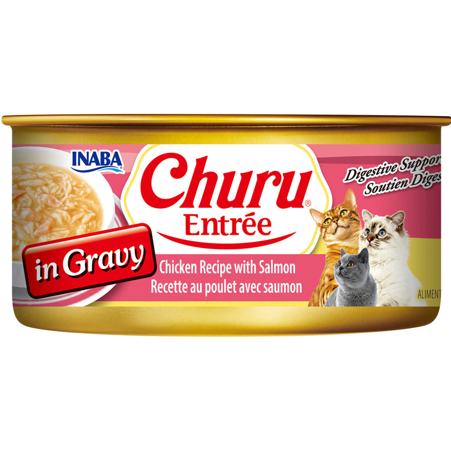 Inaba Churu Entree in Gravy Canned Cat Food, Chicken/Salmon, 5.5 oz