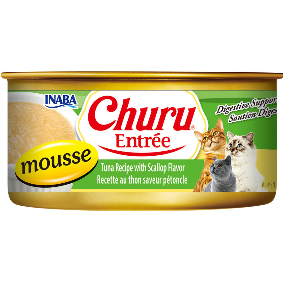 Inaba Churu Entree Mousse Canned Cat Food, Tuna/Scallop, 5.5 oz