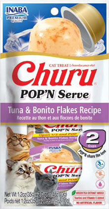 Inaba Churu Pop'n Serve Cat Treat, Tuna & Bonito Flakes, 2.46 oz - Edibles
