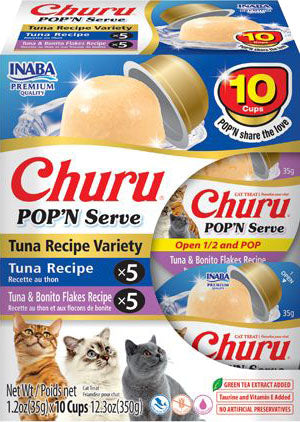 Inaba Churu Pop'n Serve Variety Pack Cat Treat, Tuna Variety, 12.3 oz - Edibles