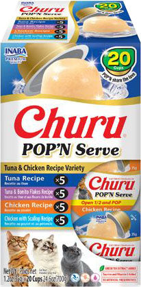 Inaba Churu Pop'n Serve Variety Pack Cat Treat, Variety, 24.6oz - 20pk - Edibles