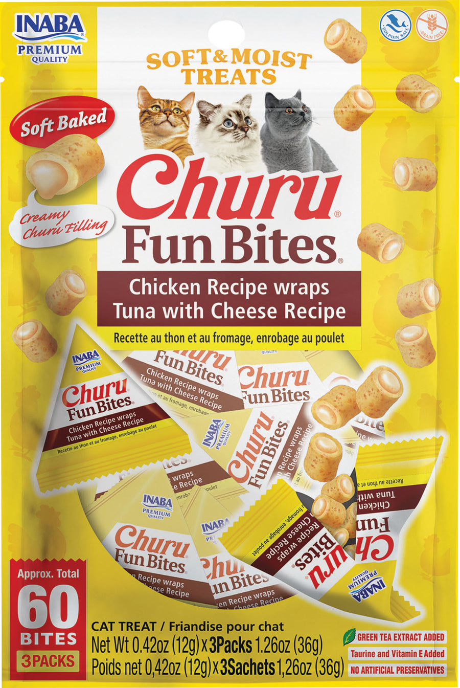 Inaba Churu Fun Bites for Cats, Tuna/Cheese, 1.26 oz - Edibles