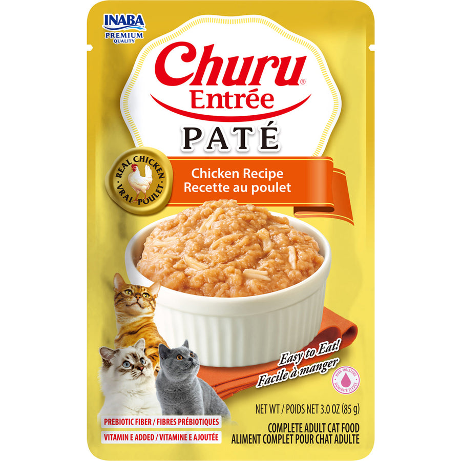 Inaba Churu Entree Pate Cat Food Pouch, Chicken, 3 oz - Canned