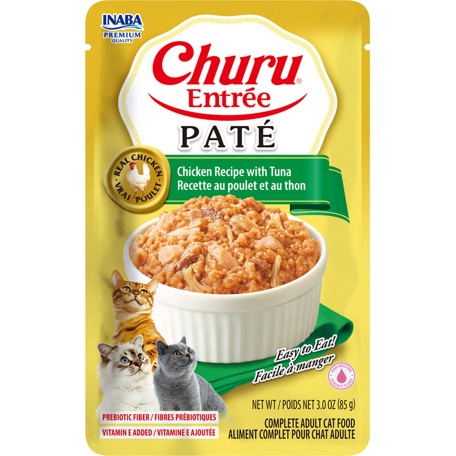 Inaba Churu Entree Pate Cat Food Pouch, Chicken/Tuna, 3 oz - Canned