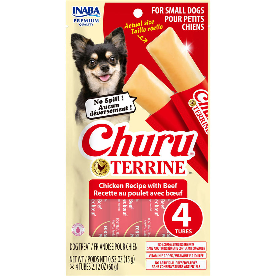 Inaba Churu Terrine Dog Treats, Chicken/Beef, 2.12 oz -4 pk - Soft Treats