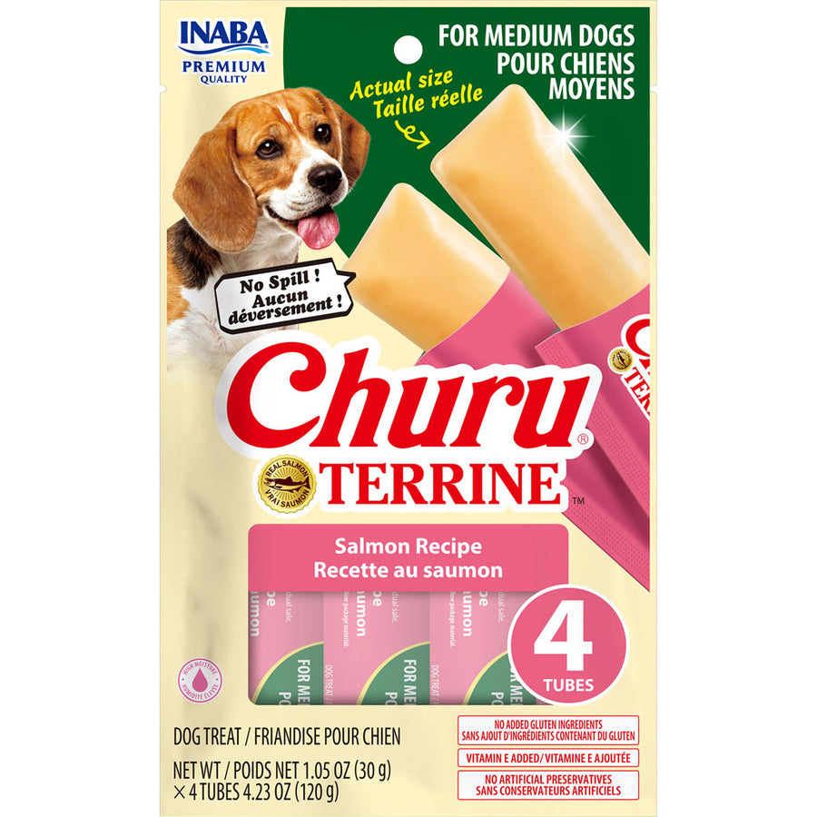 Inaba Churu Terrine Dog Treats, Salmon, 4.2 oz -4 pk - Soft Treats