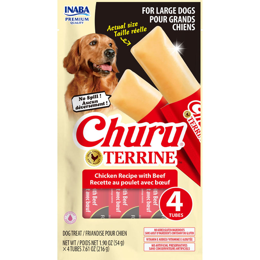 Inaba Churu Terrine Dog Treats, Chicken/Beef, 7.6 oz -4 pk - Soft Treats