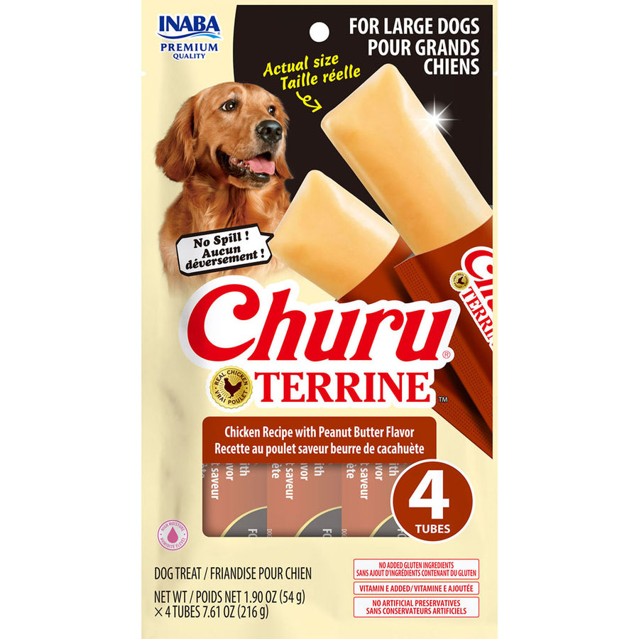 Inaba Churu Terrine Dog Treats, Chicken/Peanut Butter, 7.6 oz -4 pk - Soft Treats