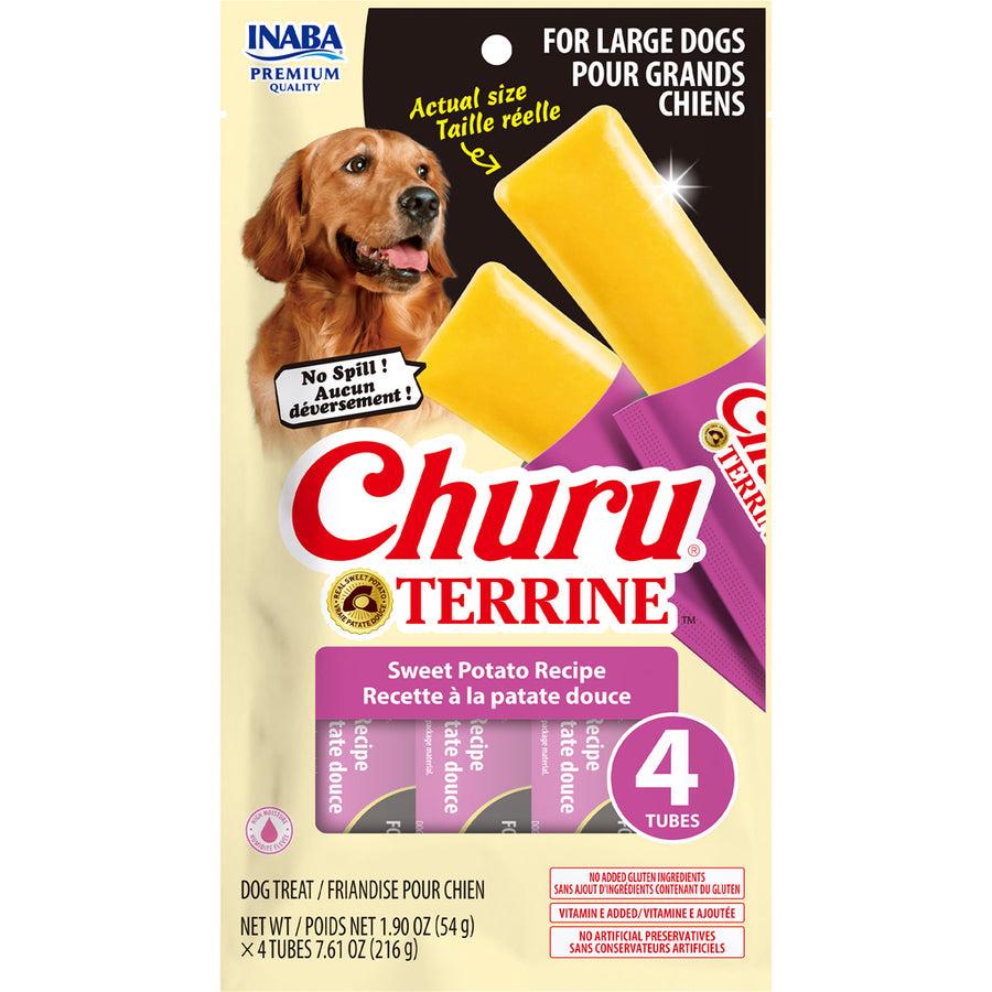 Inaba Churu Terrine Dog Treats, Sweet Potato, 7.6 oz -4 pk - Soft Treats