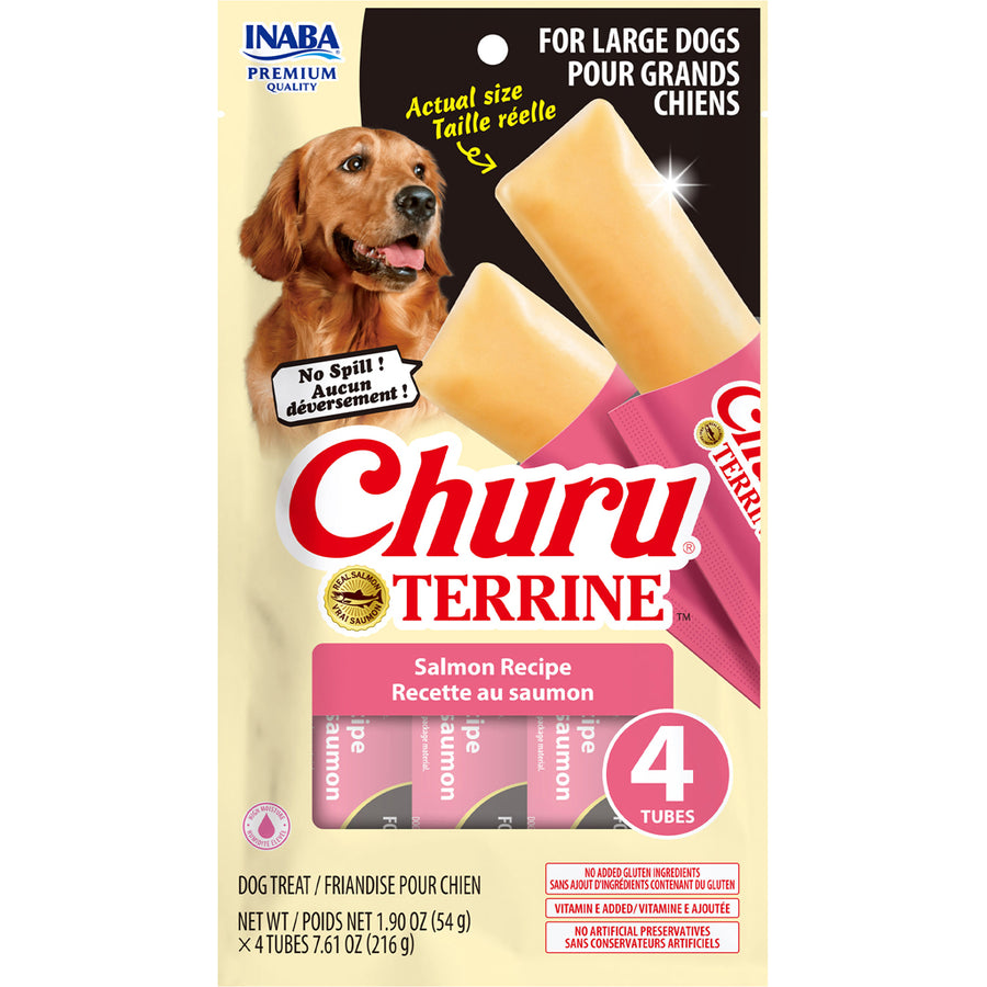 Inaba Churu Terrine Dog Treats, Salmon, 7.6 oz -4 pk - Soft Treats