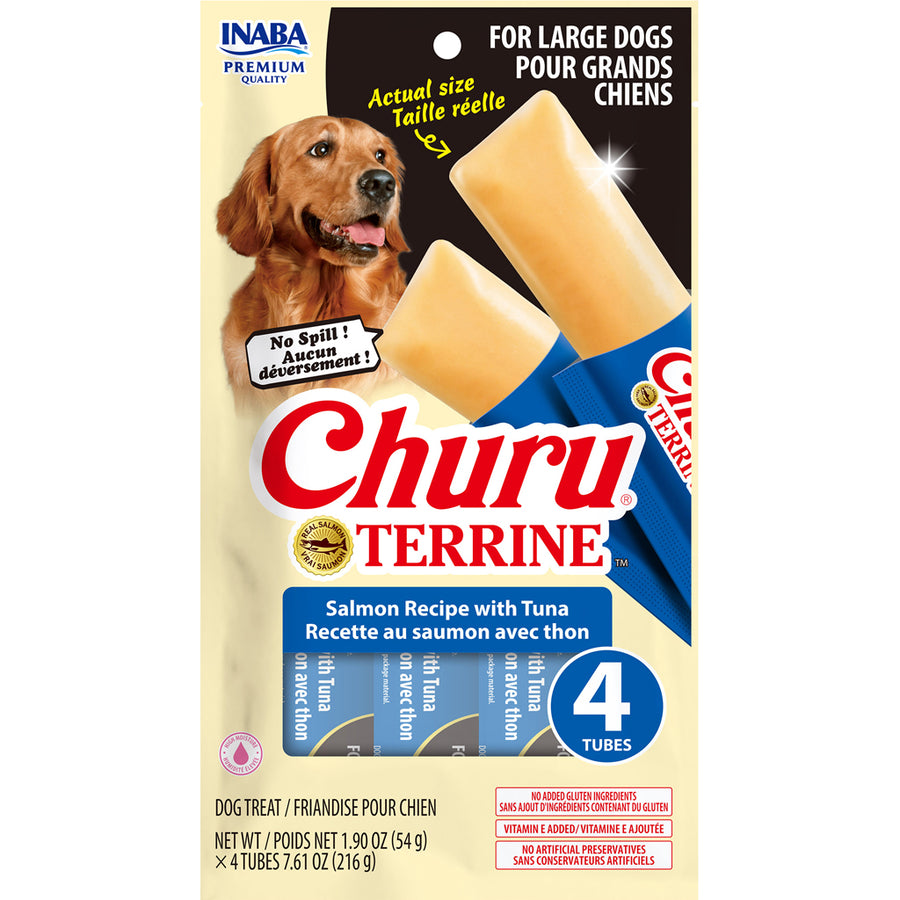 Inaba Churu Terrine Dog Treats, Salmon/Tuna, 7.6 oz -4 pk - Soft Treats