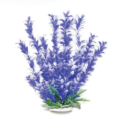 Aquatop Bacopa-Like Weighted Aquarium Plant, Blue/White, 9 in - Plastic Plants