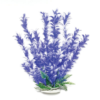 Aquatop Bacopa-Like Weighted Aquarium Plant, Blue/White, 12 in - Plastic Plants