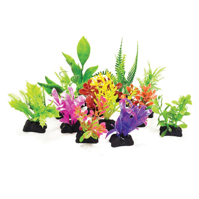Aquatop Small Weed Weighted Aquarium Plant Pack, Assorted, 3 in-12 pk - Plastic Plants