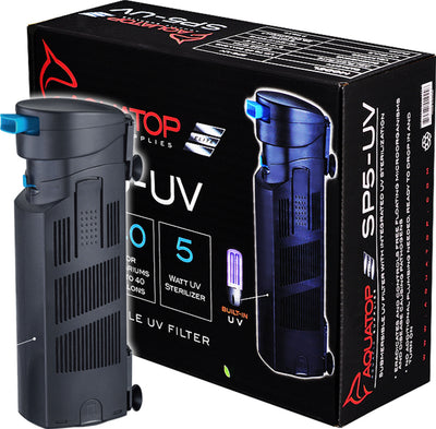 Aquatop Submersible Filter W/UV Sterilizer, Black, 40 gal - Internal Filters