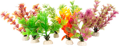 Aquatop Weighted Aquarium Plant Pack, Assorted, 5 in-10 pk - Plastic Plants
