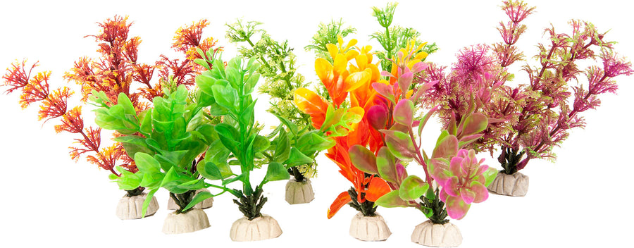 Aquatop Weighted Aquarium Plant Pack, Assorted, 5 in-10 pk - Plastic Plants