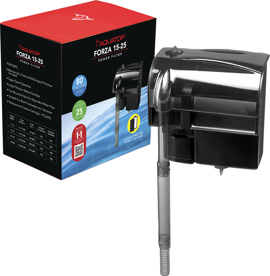 Aquatop Forza Hang-On Power Filter, Black, 15-25 gal - External Filters