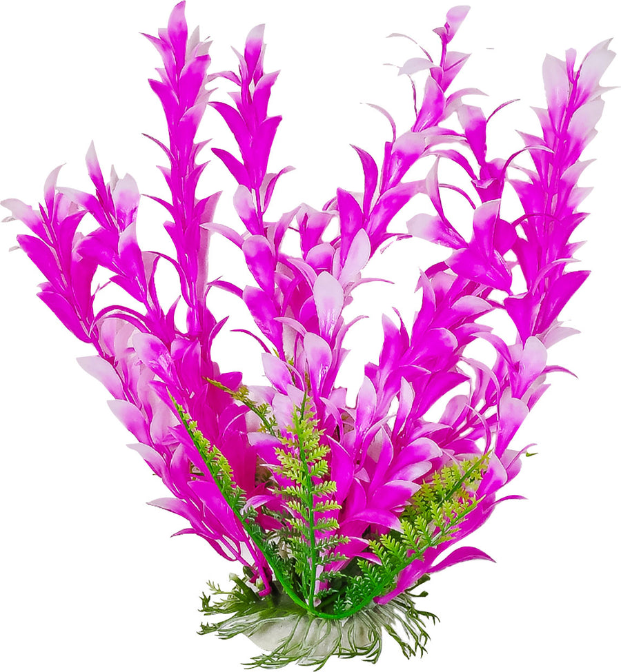 Aquatop Bacopa-Like Weighted Aquarium Plant, Pink/White, 9 in - Plastic Plants
