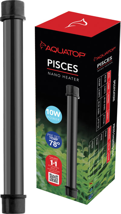 Aquatop Pisces Nano Heater W/Thermostat, Black, 10 Watt - Submersible